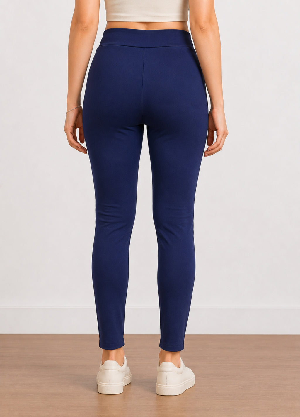 Women Navy Blue Lycra Jeggings | 4 Way Stretch Slim Fit Ankle Length Leggings Pant with Pockets