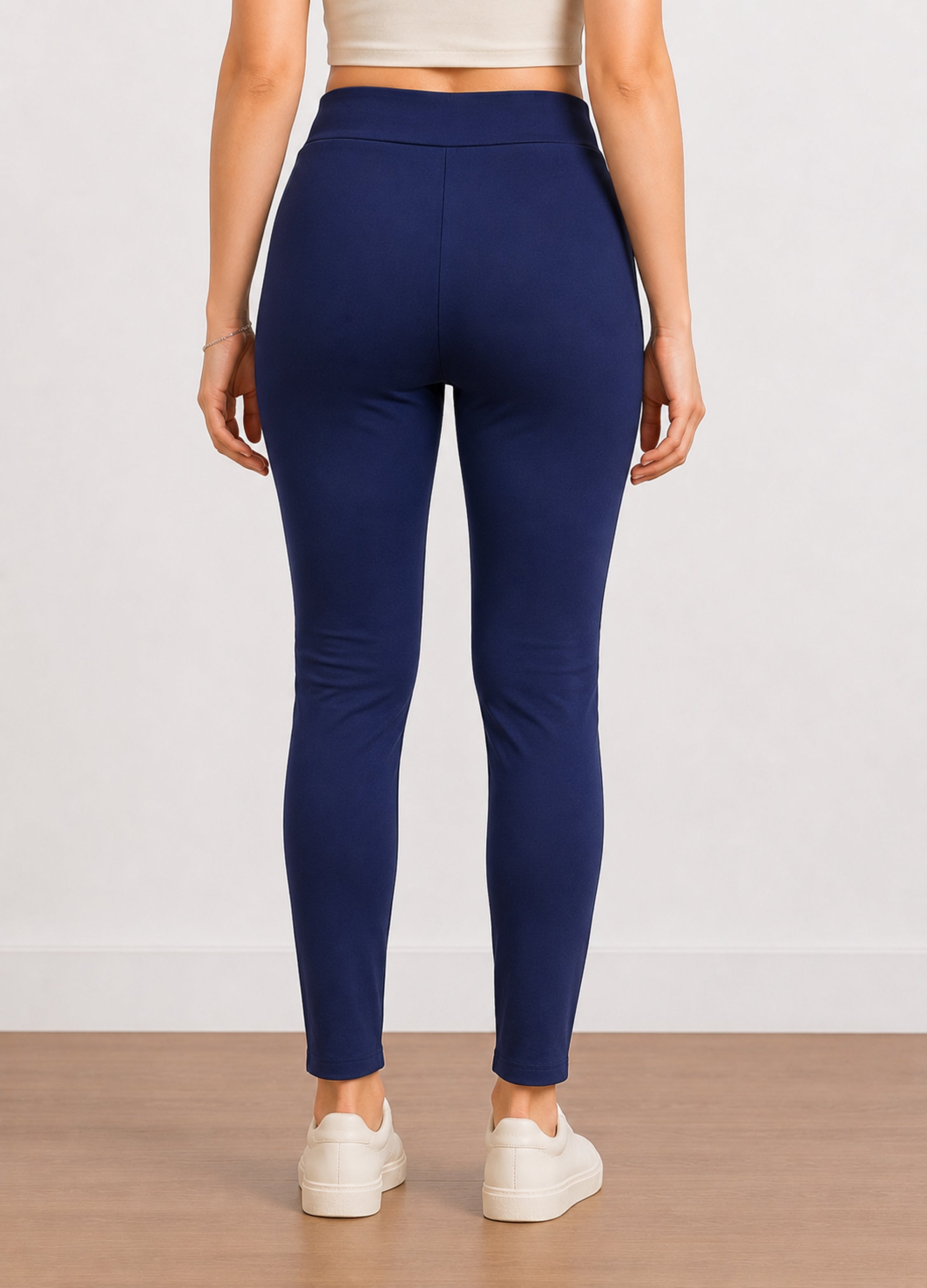 Women Navy Blue Lycra Jeggings | 4 Way Stretch Slim Fit Ankle Length Leggings Pant with Pockets