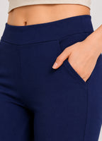 Women Navy Blue Lycra Jeggings | 4 Way Stretch Slim Fit Ankle Length Leggings Pant with Pockets