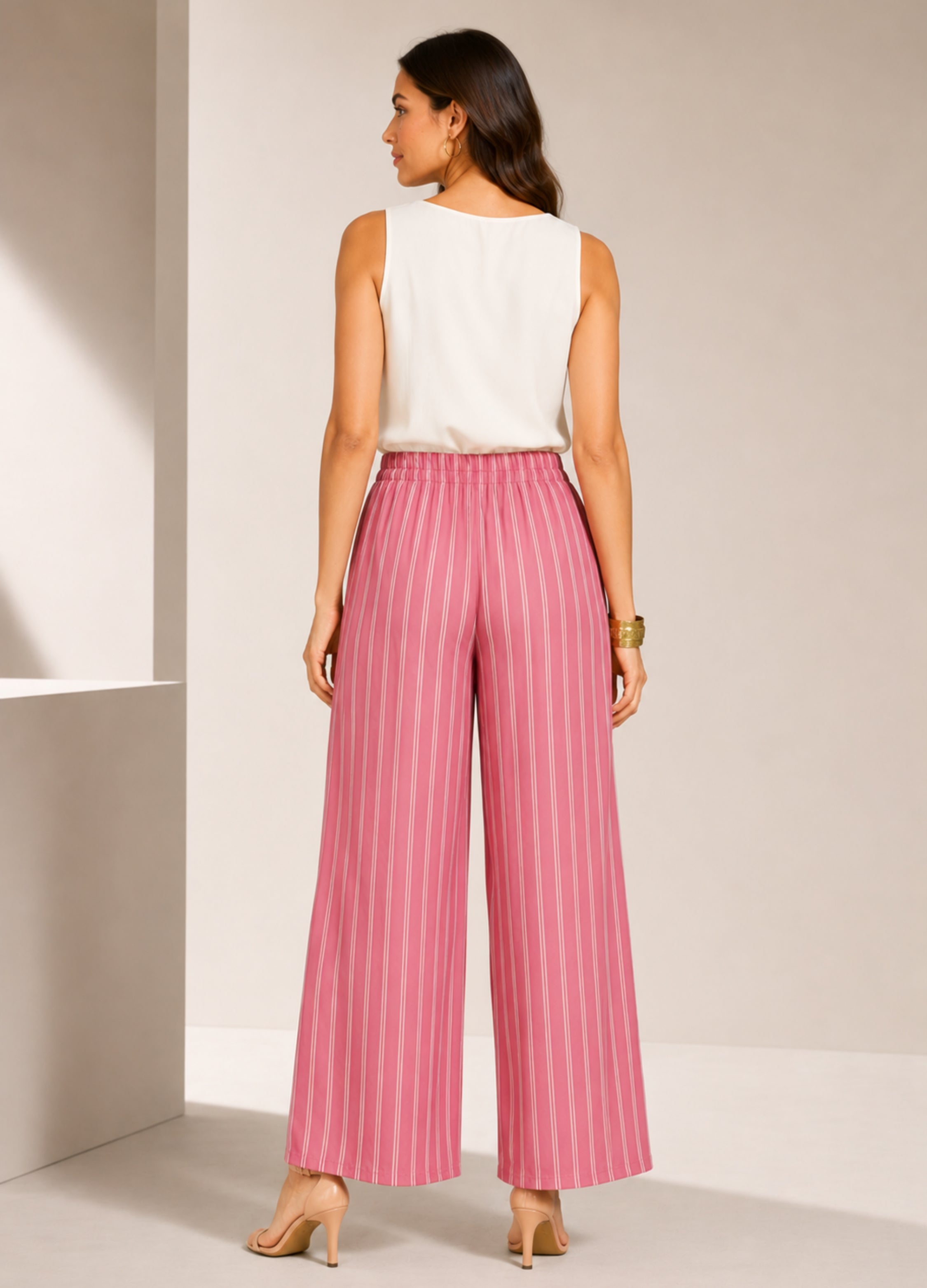 Pink Striped Rayon Palazzo Trousers – Stiner