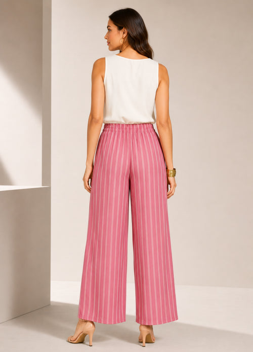 Pink Striped Rayon Palazzo Trousers – Stiner