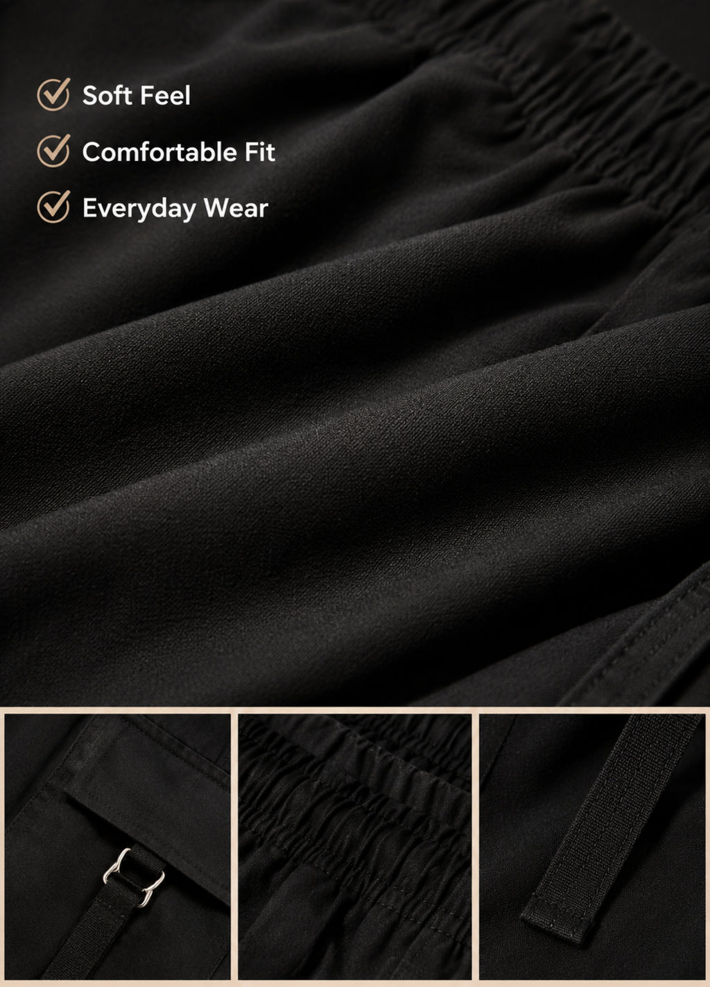 Stiner Women Black Wide Leg Cargo Pants | Multi Pocket Utility Cargo