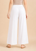 White Rayon Wide-Leg Palazzo for Women