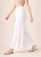 White Rayon Wide-Leg Palazzo for Women