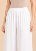 White Rayon Wide-Leg Palazzo for Women